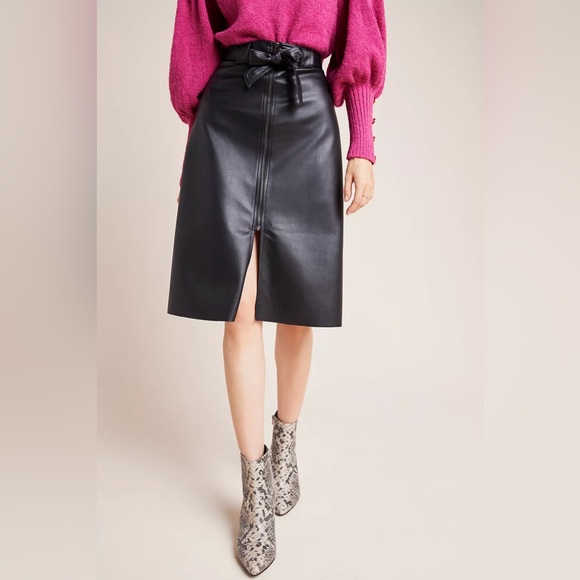 NWT Anthropologie Marceline Faux Leather A Line Skirt - Picture 2 of 4